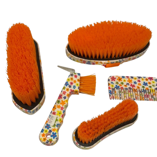 Orange Floral 5 Piece Grooming Set