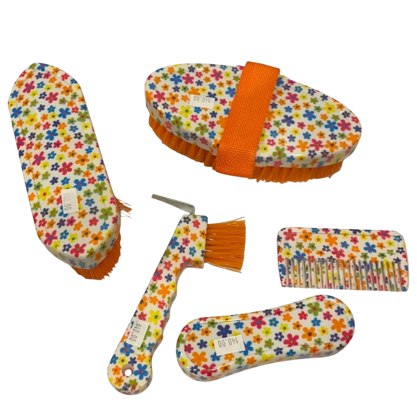 Orange Floral 5 Piece Grooming Set