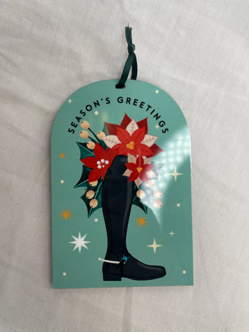 Seasons Greeting Tall Boot Ornament