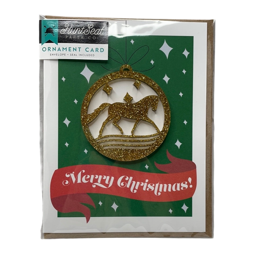 Merry Christmas Equestrian Horse Ornament Greeting Card
